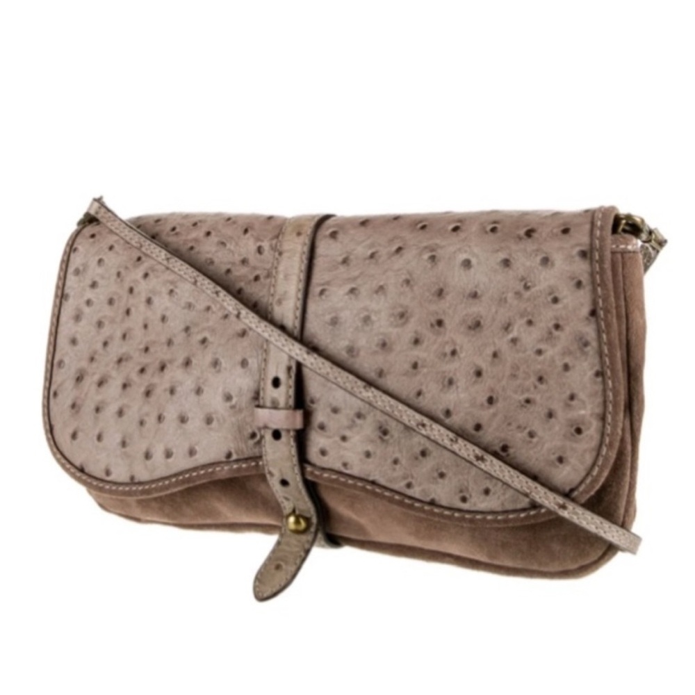 Kate Spade Taupe Ostrich-Embossed Clutch